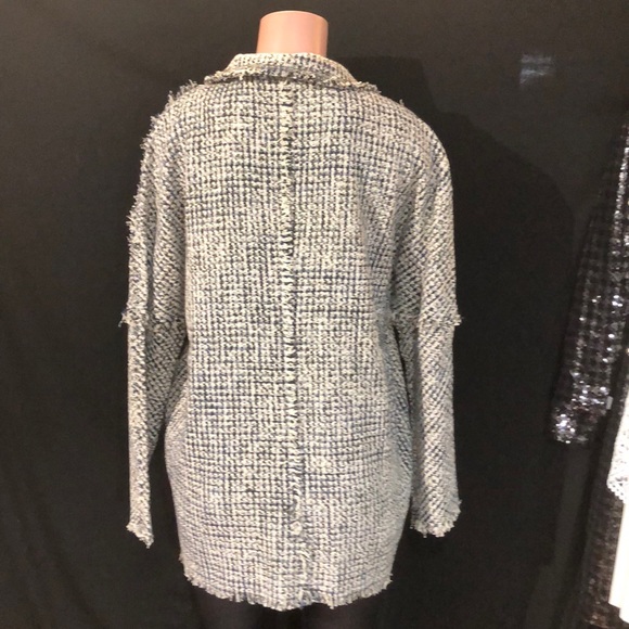 NIC + ZOE Tweed Open Front Raw Hem Blazer Jacket - Picture 4 of 6